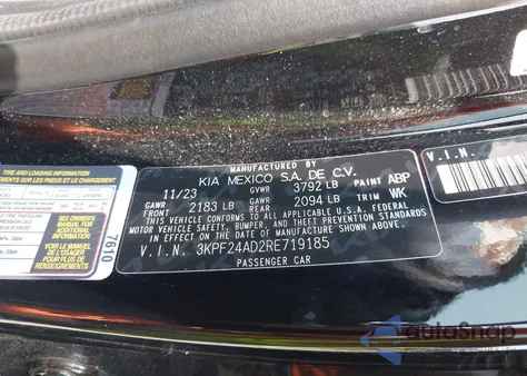 2024 Kia Forte Lxs from USA, damaged, VIN 3KPF24AD2RE719185